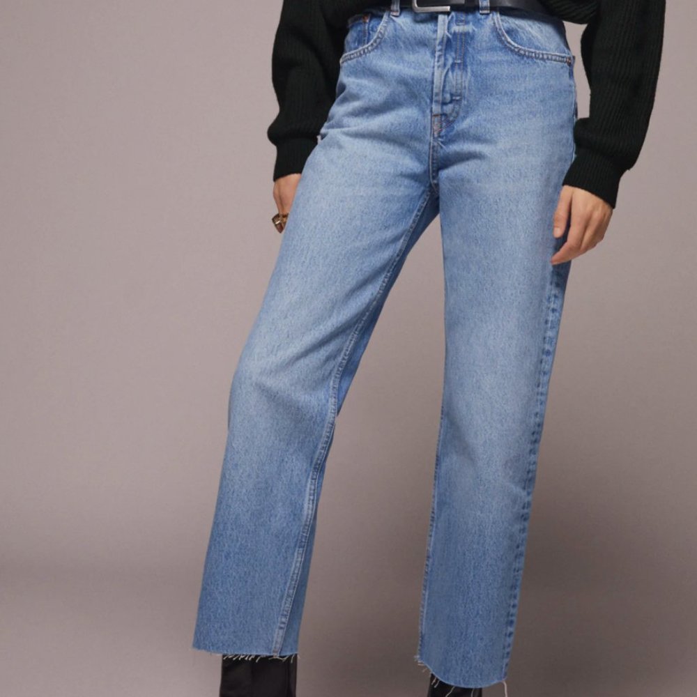 Zara Hi-Rise Straight Leg Jeans SIZE 26 (2)